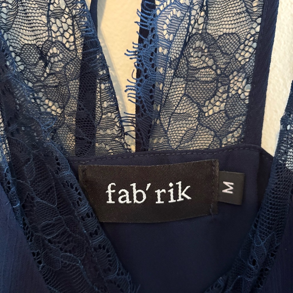fab'rik Navy Lace V-Neck Cami - Picture 2 of 4